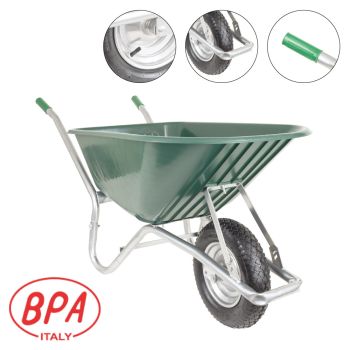 BPA Schubkarre Bauschubkarre Gartenkarre 100l PU Mulde grün Luftrad Kugellager
