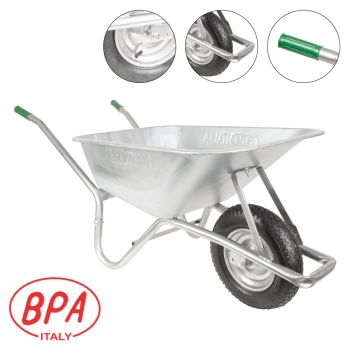 BPA Schubkarre Bauschubkarre Schiebkarre 100l Mulde verzinkt Luftrad Kugellager
