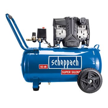 SCHEPPACH HC51Si Druckluft Kompressor silent Doppelzylinder leise 60dB 8bar 50L 
