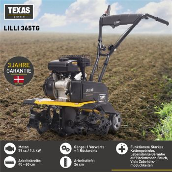 TEXAS Benzin Gartenfräse Motorhacke Bodenhacke Lilli 365TG Set mit Pflug *2.WAHL* 