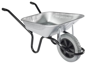 HAEMMERLIN Schubkarre Bauschubkarre Aktiv Premium 100l verzinkt PU-Rad 150kg **Profi-Bauschubkarre für schwere Arbeiten geeignet**