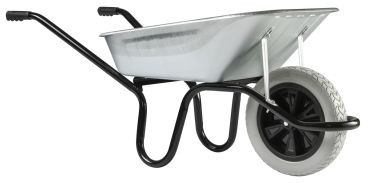 HAEMMERLIN Schubkarre Bauschubkarre Aktiv Premium 100l verzinkt PU-Rad 150kg **Profi-Bauschubkarre für schwere Arbeiten geeignet**