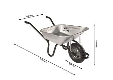 HAEMMERLIN Schubkarre Bauschubkarre Aktiv Premium 100 verzinkt Luftrad 150kg