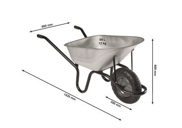 HAEMMERLIN Profi Bauschubkarre Schubkarre Aktiv Bau 95 Tiefmulde 150kg 95 Liter