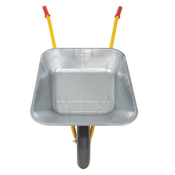 RAVENDO Marken Schubkarre Gartenschubkarre Vollgummireifen 100Liter 150Kg gelb  