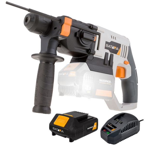 Batavia Profi Akku Bohrmaschine Schlagbohrmaschine Bohrhammer 1x2Ah Akku+Ladeg.