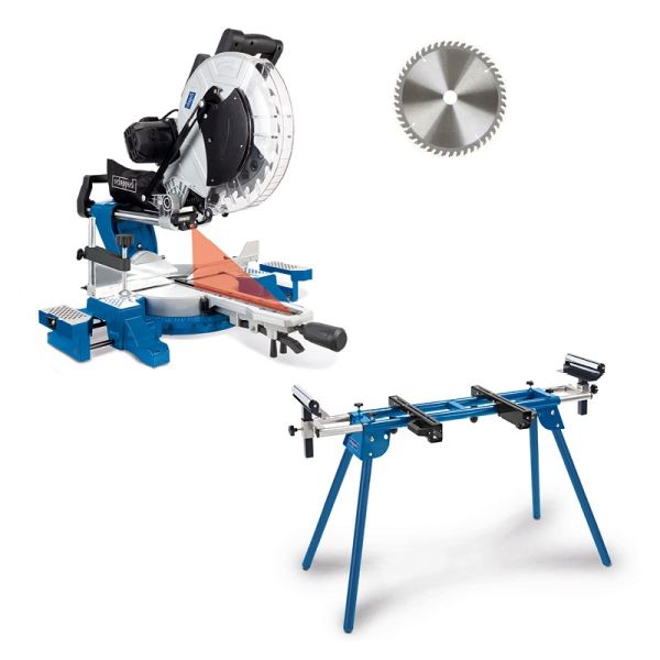 SCHEPPACH SET HM140L Kappsäge Gehrungssäge mit Untergestell Sägetisch UMF1600