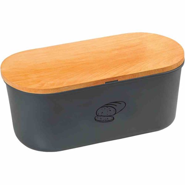 KESPER Brotbox schwarz 34 x 14 x 18 cm, Brotkasten, Brotbehälter, Kunststoff