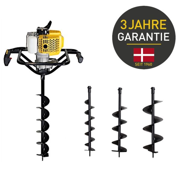 TEXAS Erdbohrer Erdlochbohrer Benzin Pfahlbohrer Erdbohrgerät EA5300 52ccm 1,9PS | 3 Bohraufsätze inklusive 