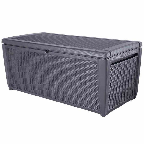 KETER Kissenbox Rattanoptik Sumatra, anthrazit 145x73x64 cm, Kunststoffgeflecht 