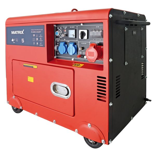 MATRIX Diesel Stromerzeuger Stromgenerator Notstromaggregat PG 6000-D-Silent 2x230V | 1x400V | 1x12V | AVR | E-Start | 7,5PS | 5000W
