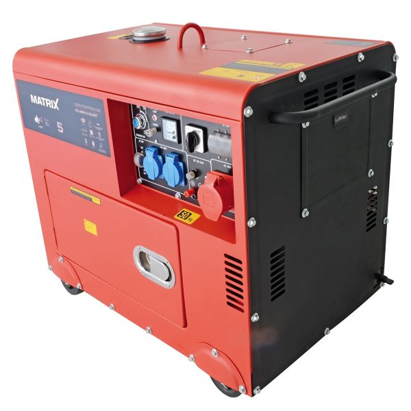 MATRIX Diesel Stromerzeuger Stromgenerator Notstromaggregat PG 6000-D-Silent 2x230V | 1x400V | 1x12V | AVR | E-Start | 7,5PS | 5000W