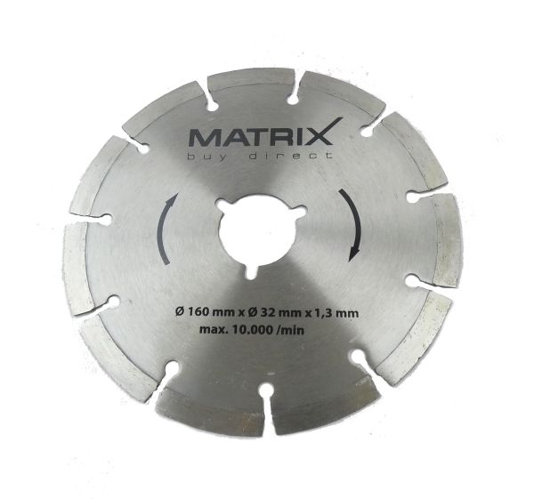 MATRIX 2x Diamanttrennscheibe 160mmx 12mm und 160mm x32mm Kreissäge TST 1500-160 