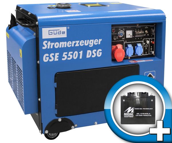 GÜDE Notstromaggregat Stromerzeuger Stromgenerator Diesel Generator GSE 5501 DSG *** inklusive Batterie 30Ah ***