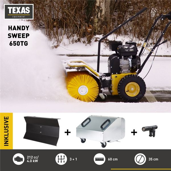 TEXAS Kehrmaschine Benzin Laubsammler Schneeschieber Handy Sweep 650TGE SET 3in1 