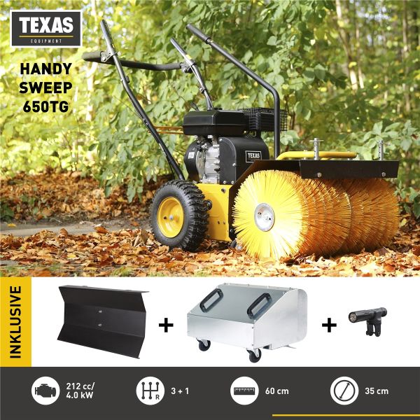 TEXAS Kehrmaschine Benzin Laubsammler Schneeschieber Handy Sweep 650TGE SET 3in1