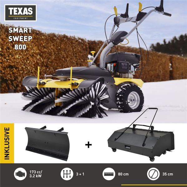 TEXAS Smart Sweep 800 SET 80cm Kehrmaschine Benzin Schneeschieber Laubsammler