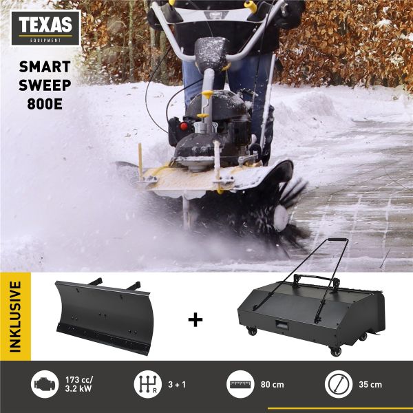 TEXAS Smart Sweep 800E SET Kehrmaschine Schneeschieber Laubsammler Benzin 80cm
