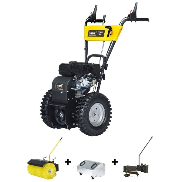 TEXAS Kehrmaschine Benzin Schneeräumer Grastrimmer Laubsammler Combi 800TG 4in1
