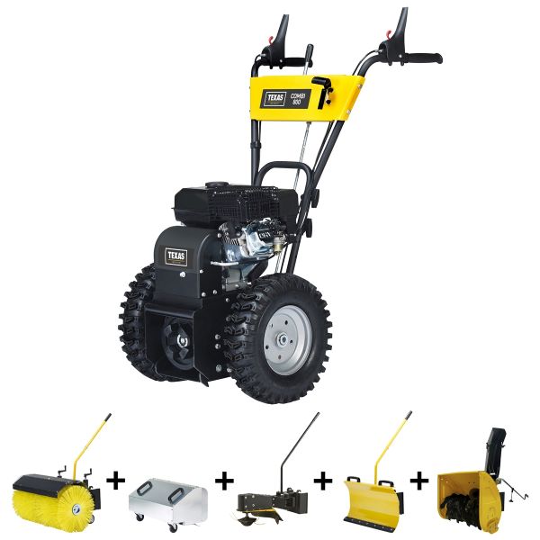 TEXAS Combi 800TGE 6in1 Benzin Kehrmaschine Schneeräumer Grastrimmer Schneefräse