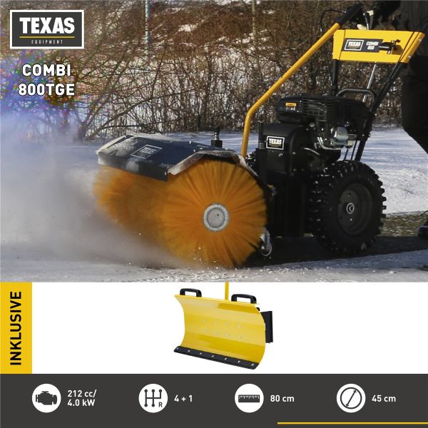 TEXAS Combi 800TGE 3in1 Kehrmaschine Benzin Schneeräumer Laubkehrer Elektrostart