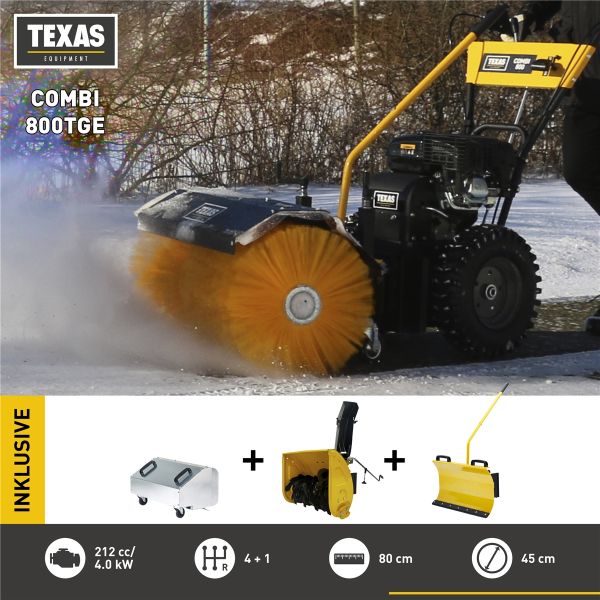 TEXAS Combi 800TGE 5in1 Benzin Kehrmaschine Schneeräumer Schneefräse E-Start