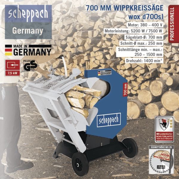 SCHEPPACH Wox D700SL Brennholzsäge Wippkreissäge Wippsäge 5200W 400V 700mm 