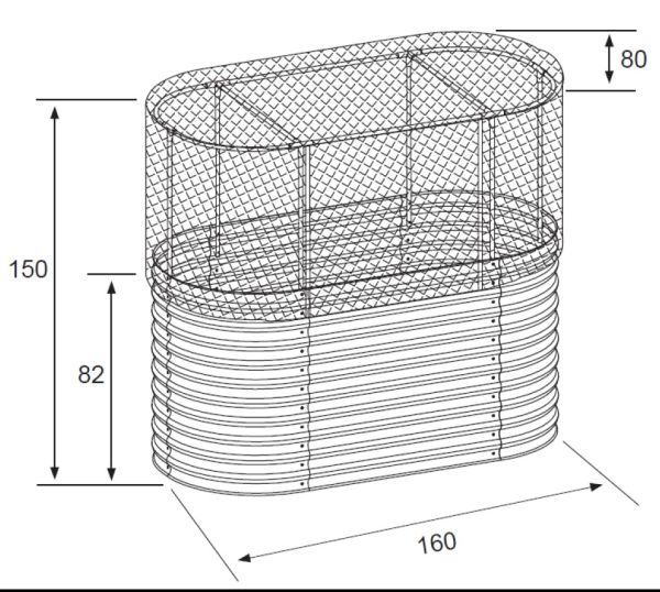 ZIPPER ZI-BGWH150 Hochbeet mit Abdeckung Gartenhochbeet 160x80x150 cm anthrazit 