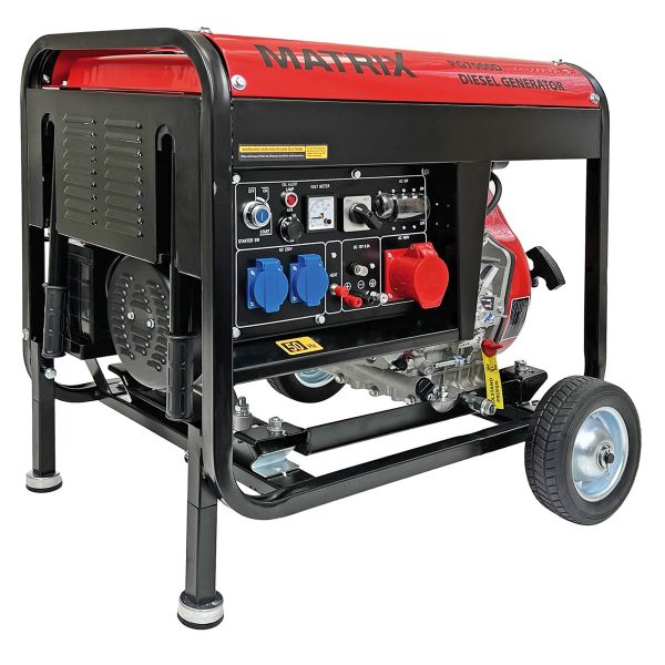 MATRIX Notstromaggregat Stromerzeuger Stromgenerator Diesel PG7000D 5kW ATS AVR| ATS Anschluss| E-Start inkl. Batterie+Seilzugstart