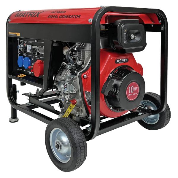 MATRIX Notstromaggregat Stromerzeuger Stromgenerator Diesel PG7000D 5kW ATS AVR| ATS Anschluss| E-Start inkl. Batterie+Seilzugstart