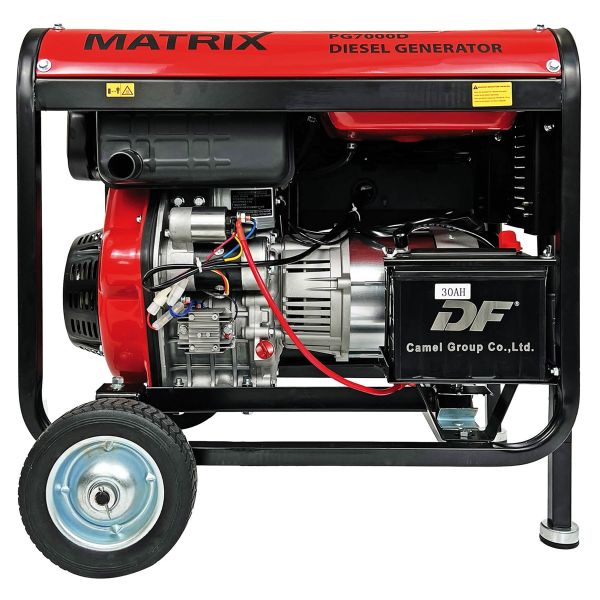 MATRIX Notstromaggregat Stromerzeuger Stromgenerator Diesel PG7000D 5kW ATS AVR| ATS Anschluss| E-Start inkl. Batterie+Seilzugstart