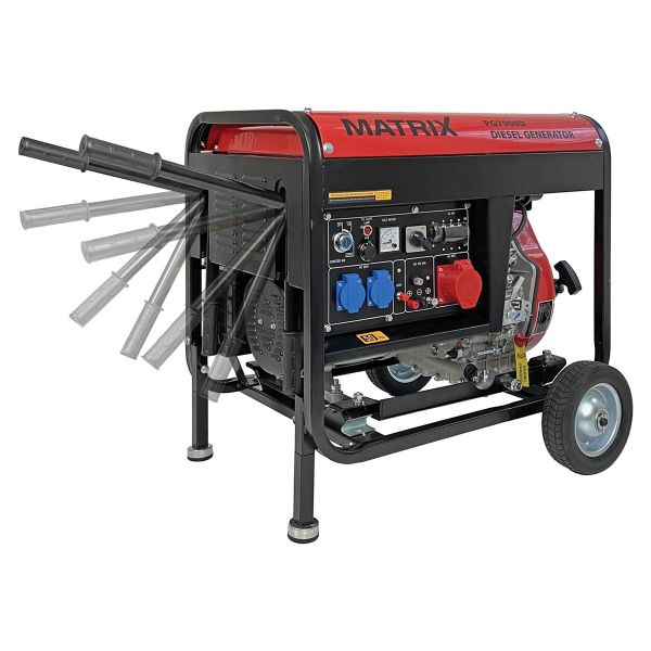 MATRIX Notstromaggregat Stromerzeuger Stromgenerator Diesel PG7000D 5kW ATS AVR| ATS Anschluss| E-Start inkl. Batterie+Seilzugstart