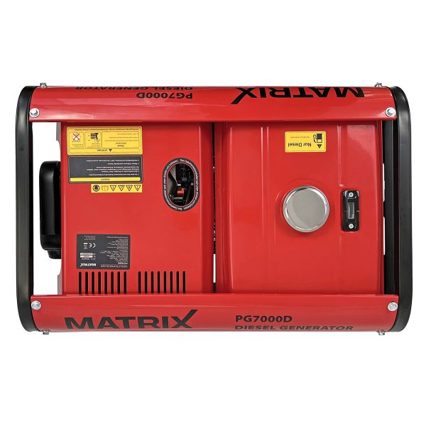 MATRIX Notstromaggregat Stromerzeuger Stromgenerator Diesel PG7000D 5kW ATS AVR| ATS Anschluss| E-Start inkl. Batterie+Seilzugstart