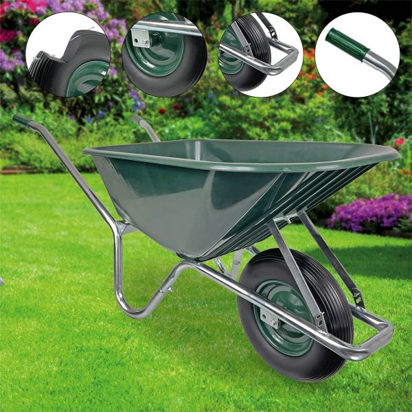 Matrix Schubkarre 100l 250kg Vollgummirad Kunststoff grün Rahmen verzinkt *2.WAHL 