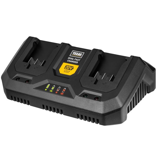 TEXAS Doppel Schnellladegerät Ladegerät Systemladegerät für 20 Volt Akkuserie 