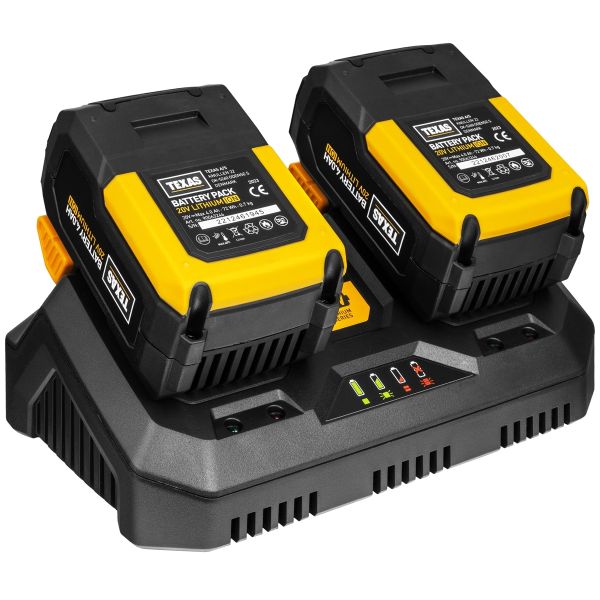 TEXAS Doppel Schnellladegerät Ladegerät Systemladegerät für 20 Volt Akkuserie 