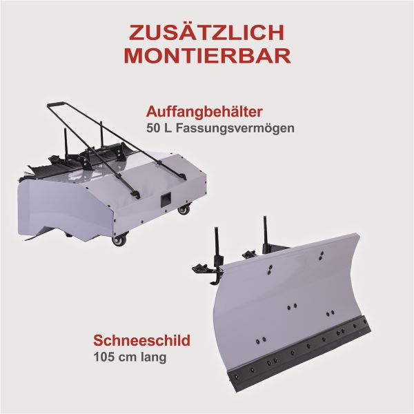 Scheppach Kehrmaschine Benzin 100cm Laubsammler Schneeschieber 3in1 SET SC2200PE Radantrieb|Stollenreifen|E-Start|4 Gänge|4,9PS
