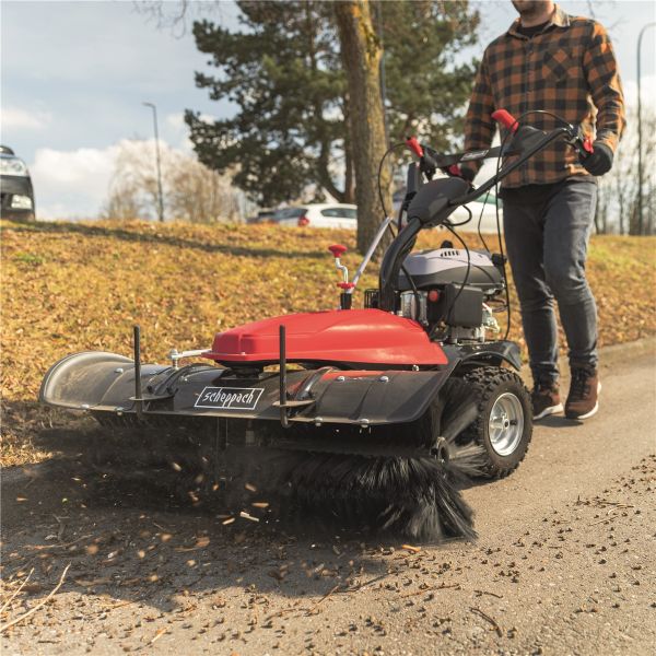 Scheppach Kehrmaschine Benzin 100cm Laubsammler Schneeschieber 3in1 SET SC2200PE Radantrieb|Stollenreifen|E-Start|4 Gänge|4,9PS