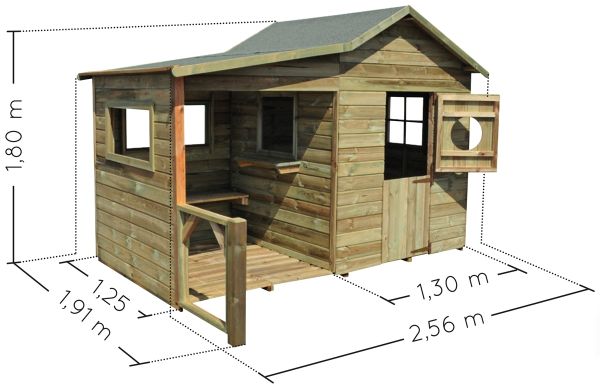 SOULET Spielhaus Hacienda mit Anbau Gartenhütte Holzhaus Outdoor Kinderspielhaus 