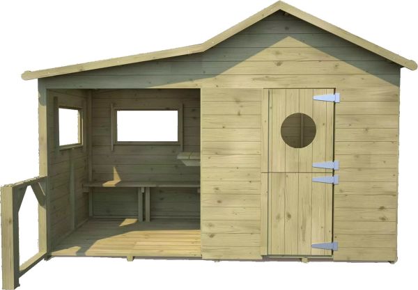 SOULET Spielhaus Hacienda mit Anbau Gartenhütte Holzhaus Outdoor Kinderspielhaus 