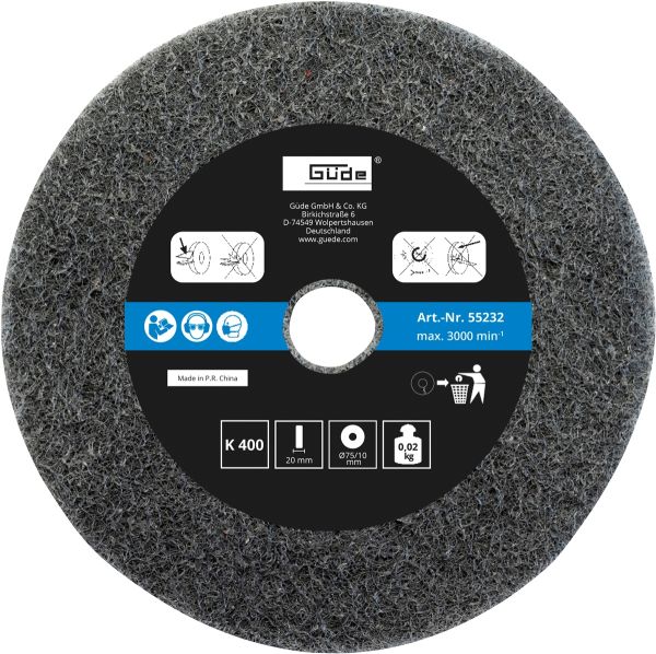 GÜDE Schleifscheibe Set Ersatzscheibe 75x10x20mm K120/400 für Schleifer GDS75 