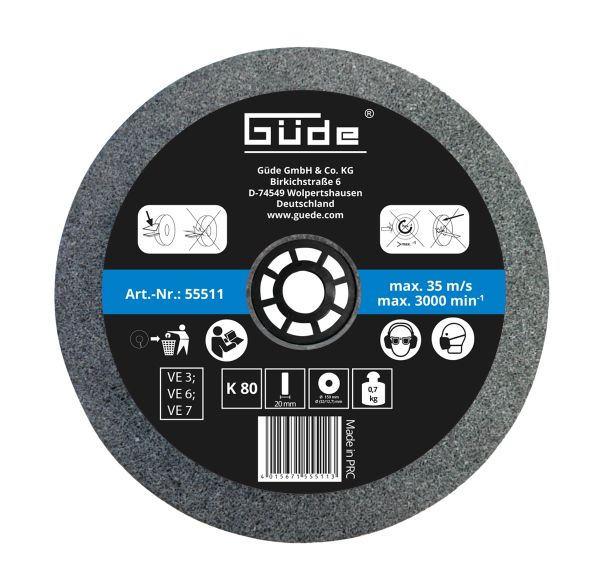 GÜDE Schleifscheibe Ersatzscheibe 150x20x32 mm K80 für GDS 150-15 / GKS 150-25 