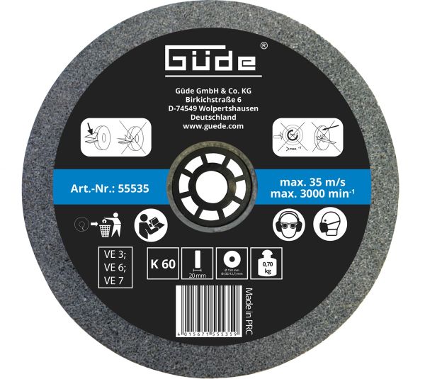 GÜDE Schleifscheibe Ersatzscheibe 150x20x32 mm K60 für GDS 150-15 / GKS 150-25 