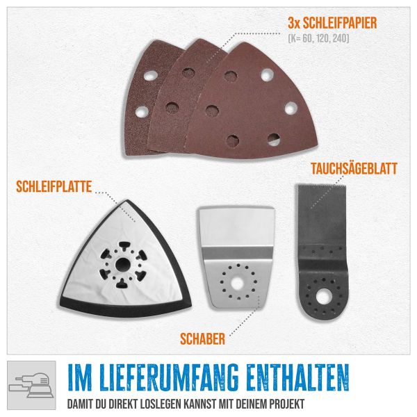 GÜDE Multiwerkzeug MW 300 E Multitool Schleifer Schaber Trenner 300 Watt  