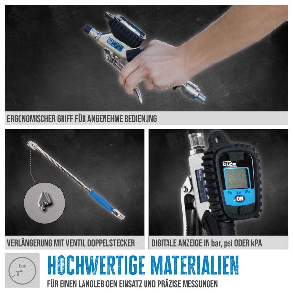 GÜDE digitaler Reifenfüller V 12 PRO digital Manometer 12 bar Reifenfüllgerät 