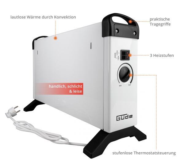GÜDE GKH 2000 Konvektionsheizgerät Heizlüfter Heizer 2000 Watt Elektroheizer 