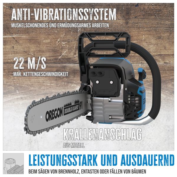 GÜDE Benzin Kettensäge KS 450-55 | 3,1 PS | 420 mm Schnittlänge | 495 mm Schwert 