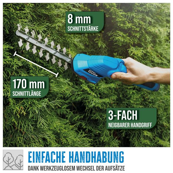 GÜDE Akku Gartenpflegeset Grasschere Heckenschere Strauchschere GPS 7.2V-1.5 