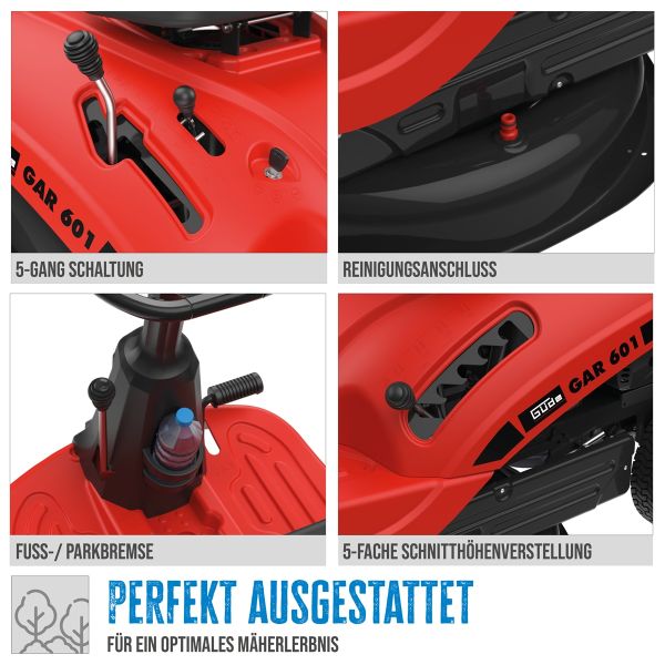 GÜDE Aufsitzrasenmäher Rasenmäher Rasentraktor Aufsitzmäher GAR 601 E-Start 