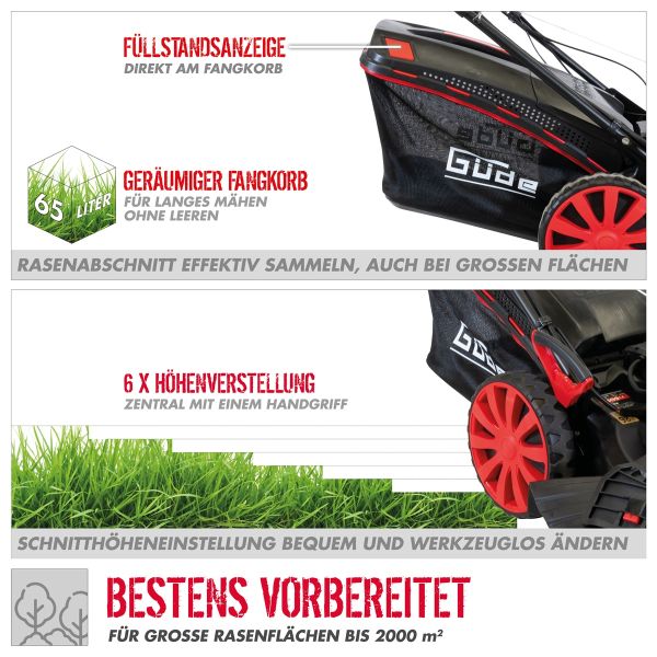 GÜDE Benzin Rasenmäher Mäher 53cm Schnittbreite Radantrieb BIG WHEELER 534.1R ES 